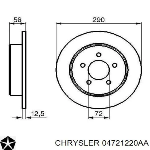 Диск гальмівний задній 04721220AA Chrysler