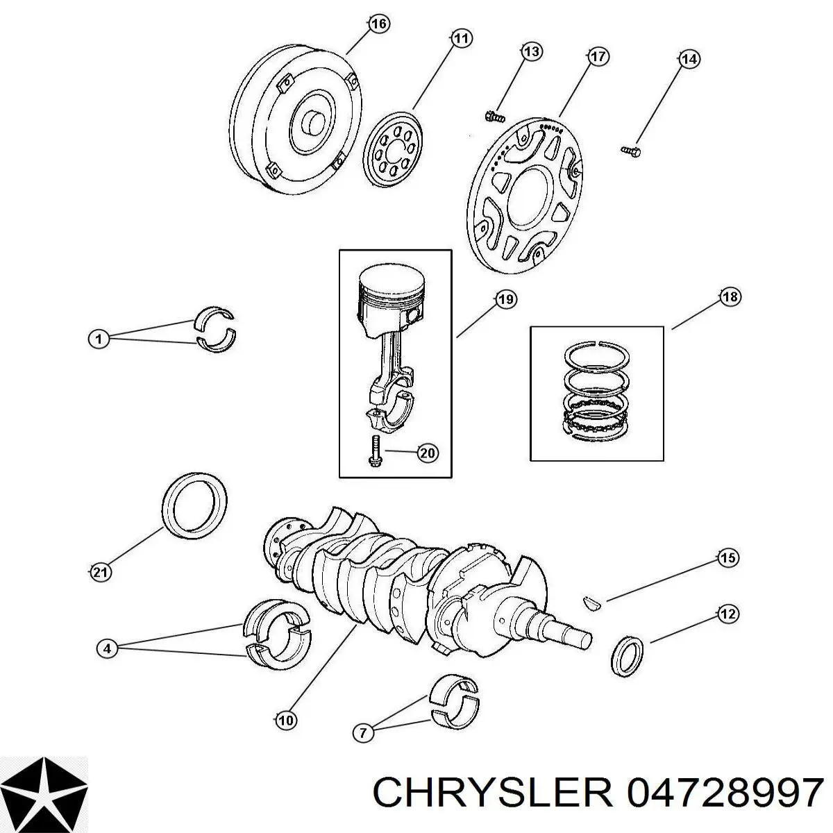 Шатунні вклалиші колінвала STD Chrysler 04728997 ціна, від 41.39 USD