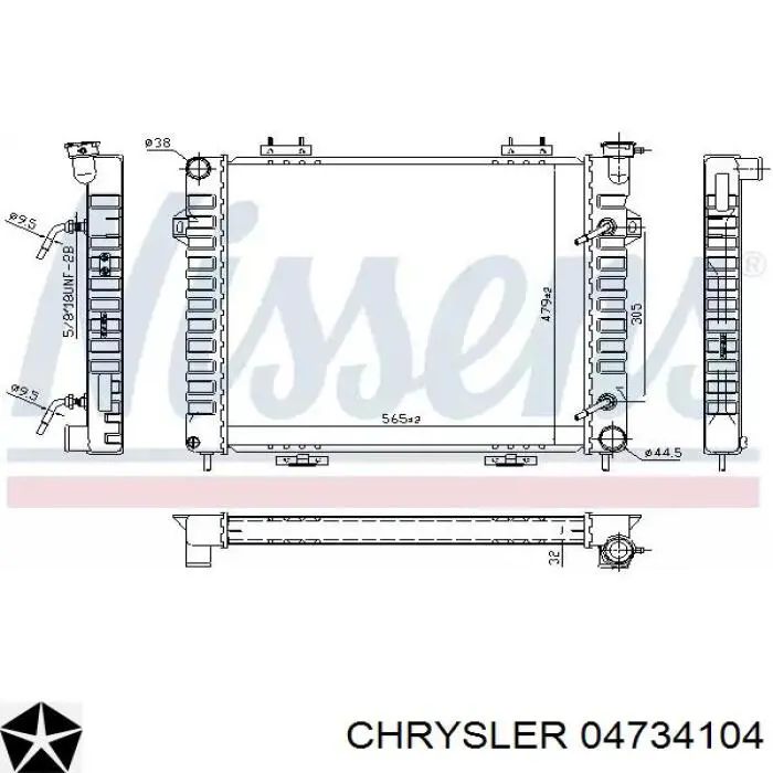 Радіатор охолодження двигуна 04734104 Chrysler