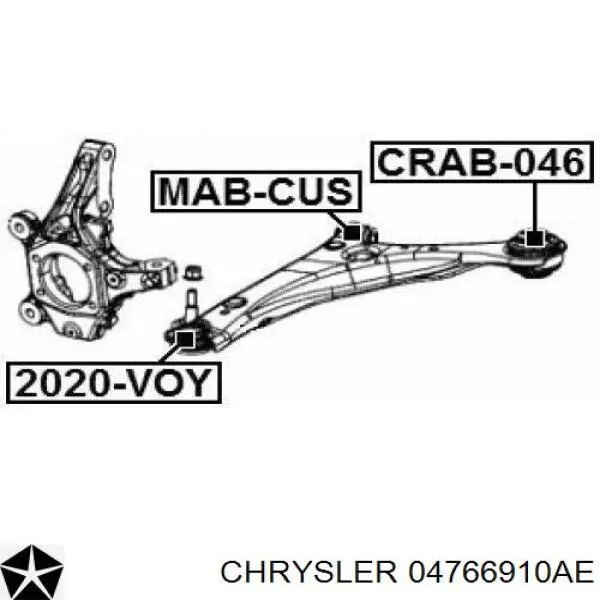 Важіль передньої підвіски нижній, правий Chrysler 04766910AE ціна, від 81.34 USD
