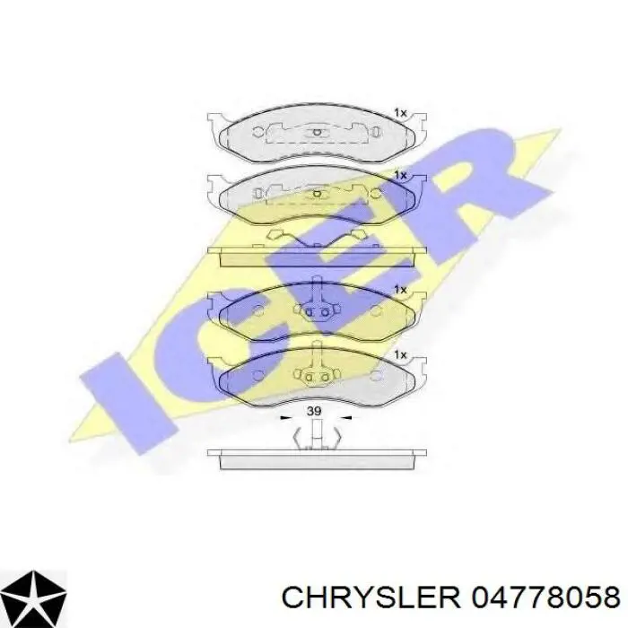 04778058 Chrysler колодки гальмівні передні, дискові