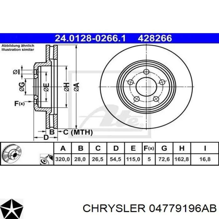 Купити 04779196AB Chrysler Ротор гальмівний
