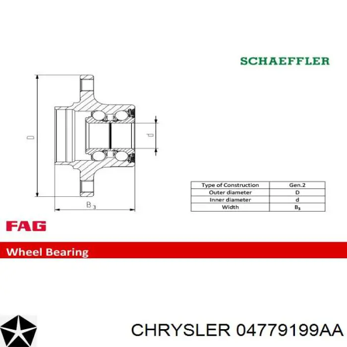Купити 04779199AA Chrysler Маточини передніх коліс