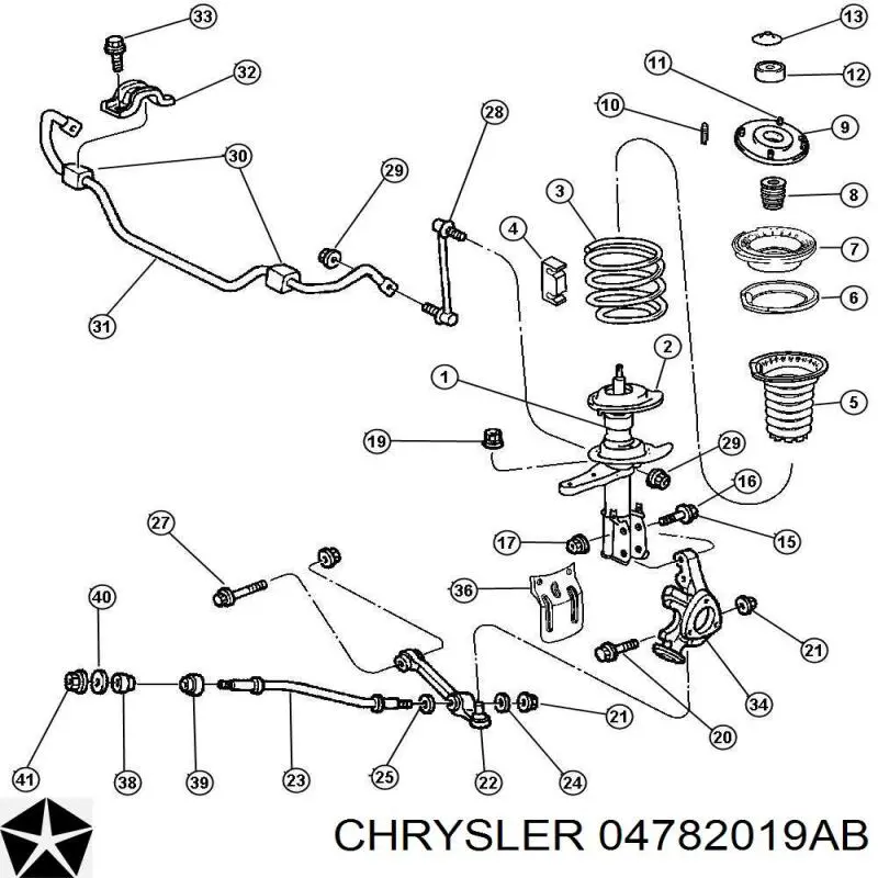 Купити 04782019AB Chrysler Опора амортизатора переднього лівого