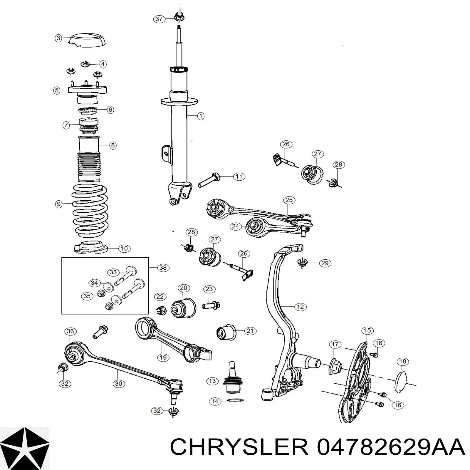 Пильник амортизатора переднього Chrysler 300 SRT8 (Крайслер 300)