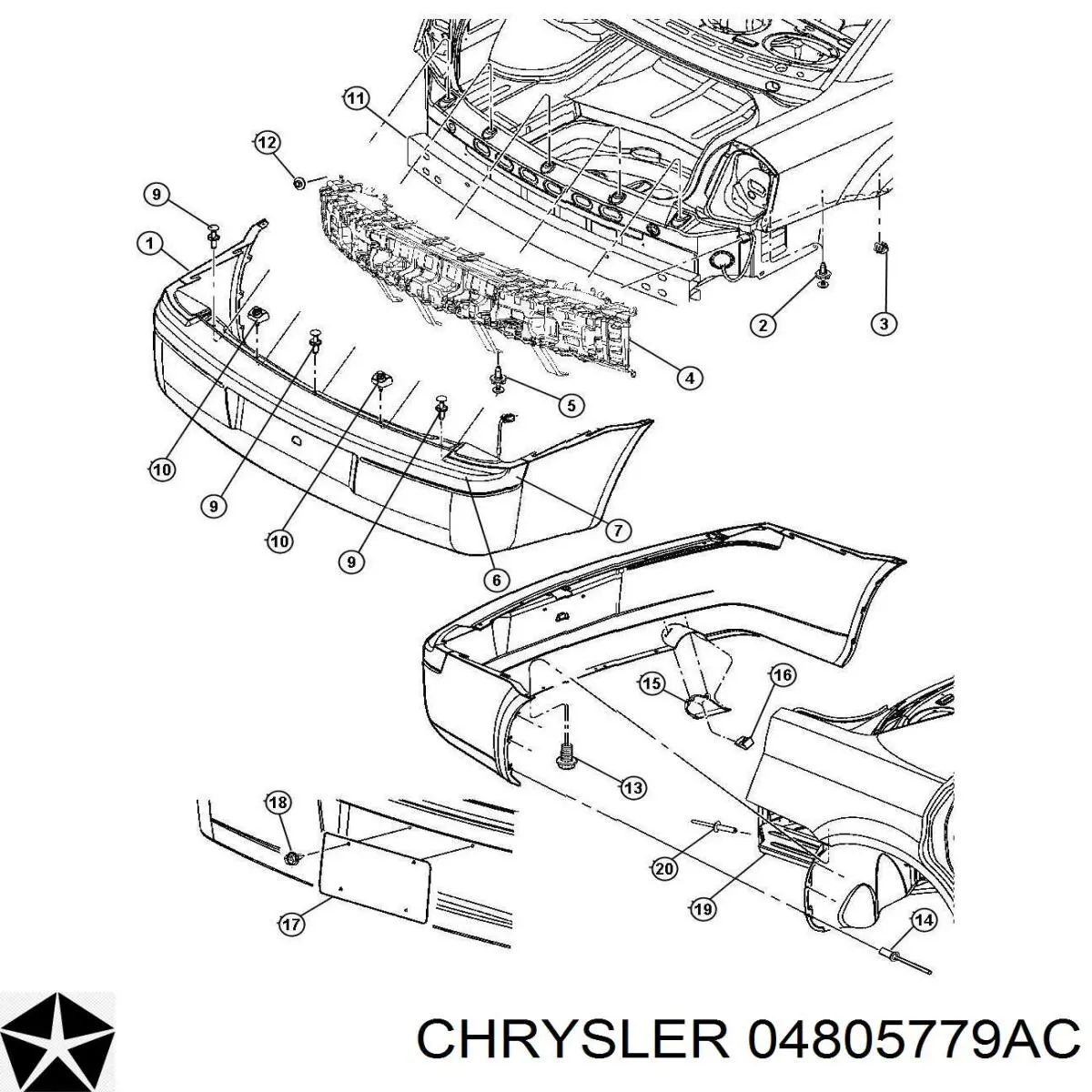 4805779AC Chrysler бампер задній