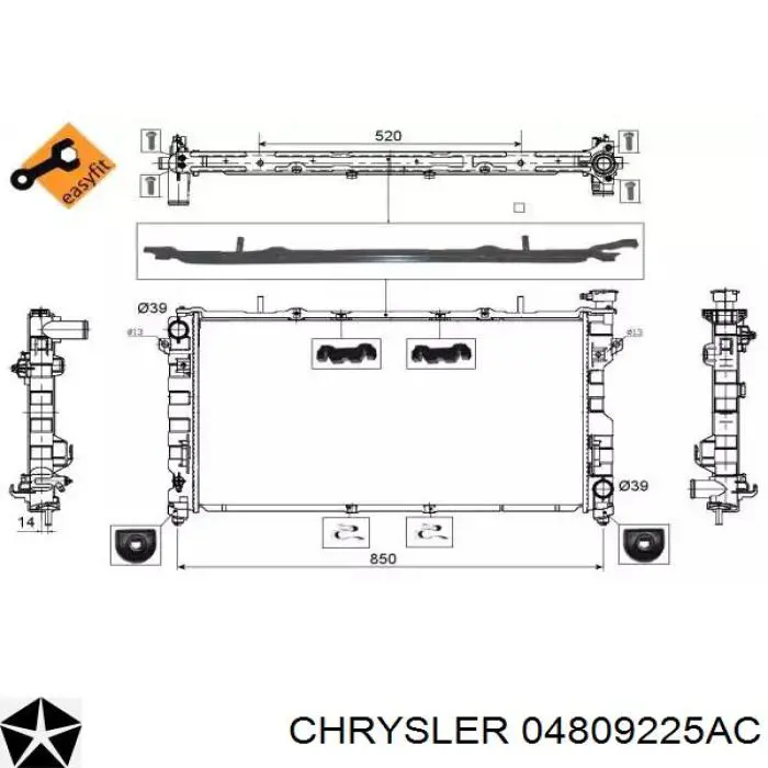 04809225AC Chrysler Радіатор охолодження двигуна