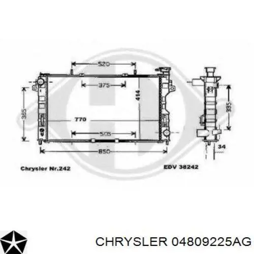 04809225AG Chrysler Радіатор охолодження двигуна