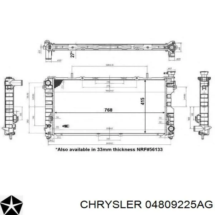 Радіатор охолодження двигуна 04809225AG Chrysler