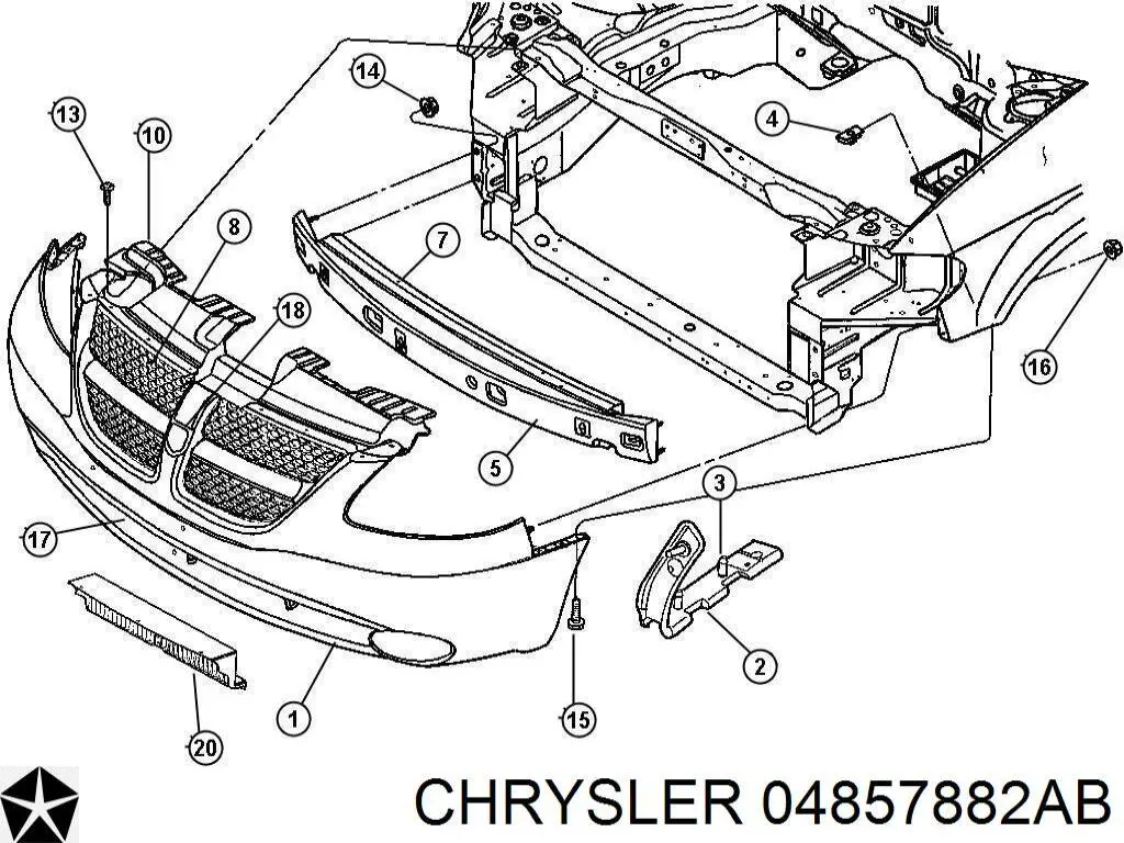 04857882AB Chrysler підсилювач бампера переднього