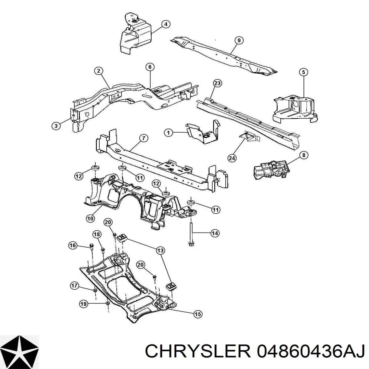 55156447AB Chrysler супорт радіатора нижній/монтажна панель кріплення фар
