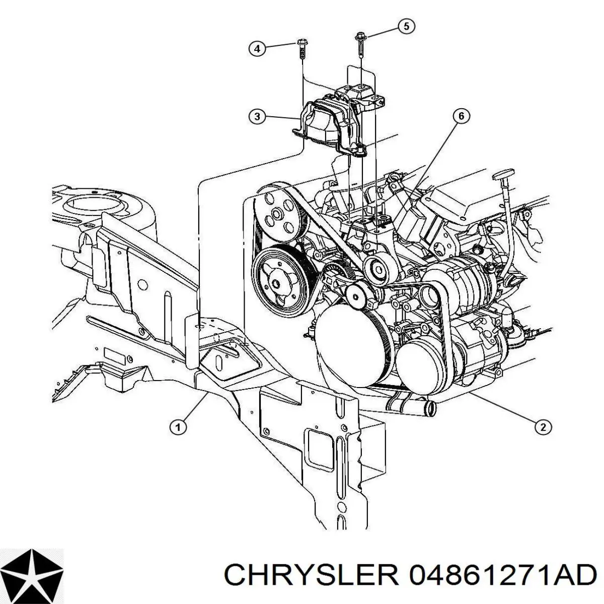 04861271AD Chrysler подушка (опора двигуна, права)