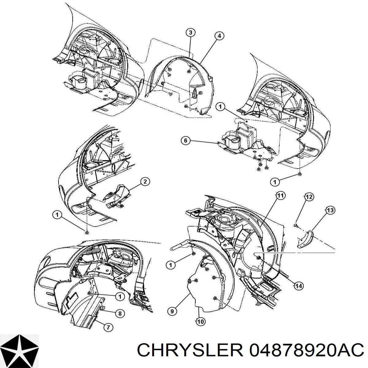 Подкрильнікі переднього крила, правий Chrysler 04878920AC ціна, від 12.53 USD