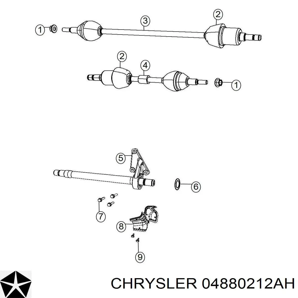 Піввісь передня, права Chrysler 4880212AD ціна, від 101.54 USD