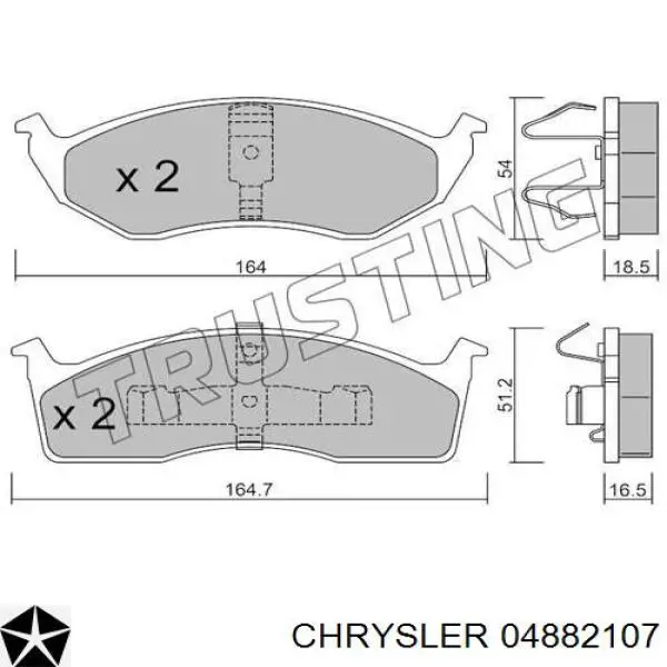 Гальмівні колодки Chrysler 04882107 ціна, від 24.04 USD