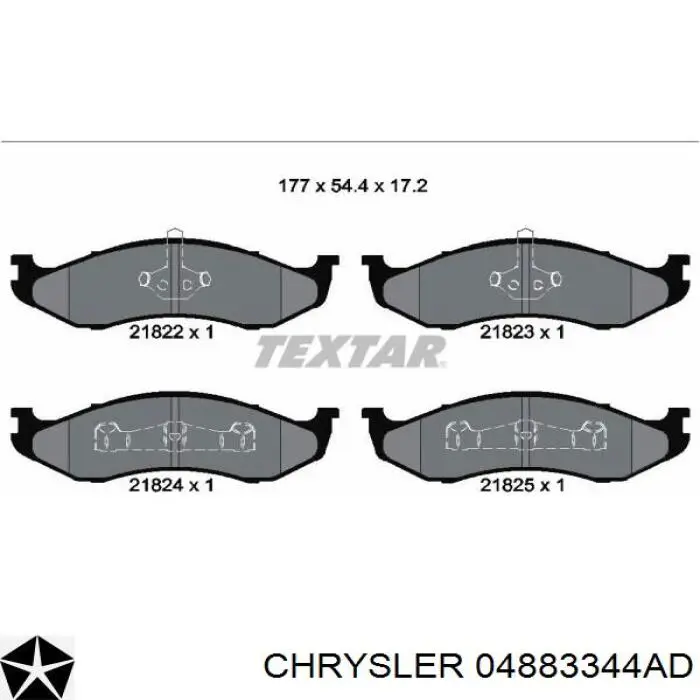 Гальмівні колодки Chrysler 04883344AD ціна, від 27.86 USD