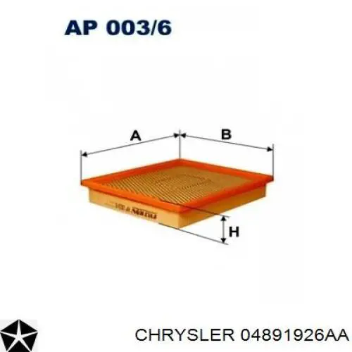 Купити 04891926AA Chrysler Автомобільний фільтр повітря
