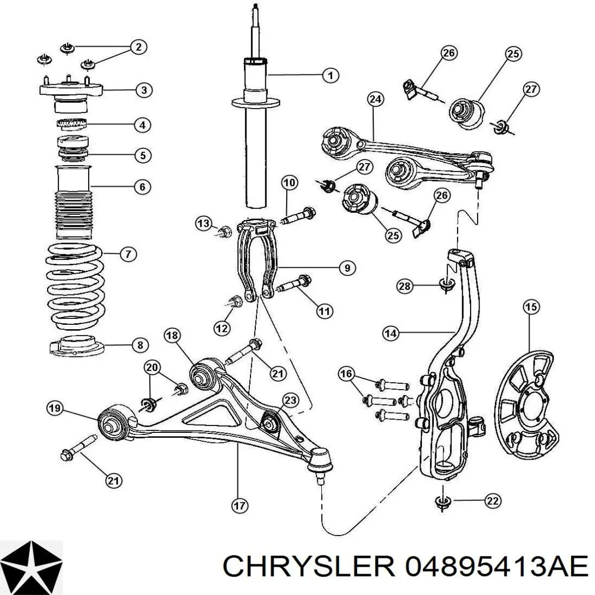 Опора амортизатора переднього лівого Chrysler 04895413AE ціна, від 25.45 USD