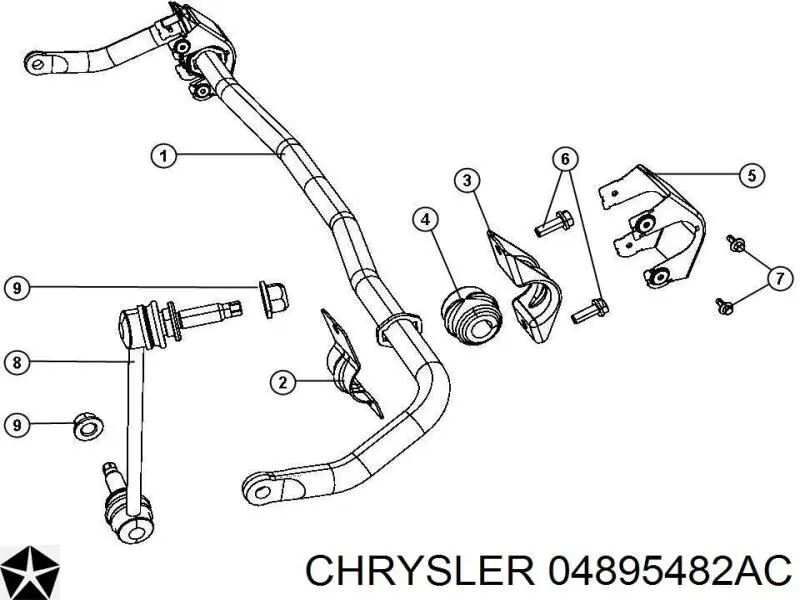 04895482AC Chrysler Солдатик стабілізатора, переднього, правий