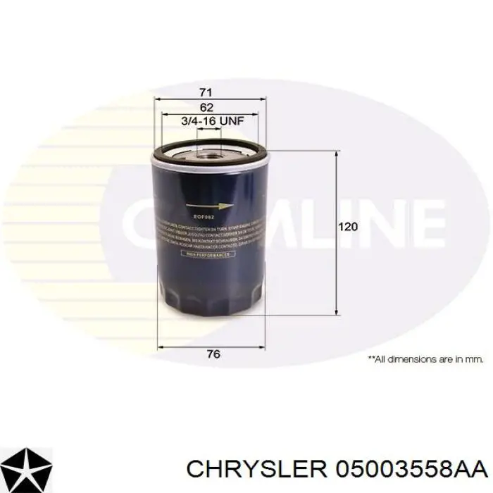 Купити 05003558AA Chrysler Фільтр очищення масла відцентровий