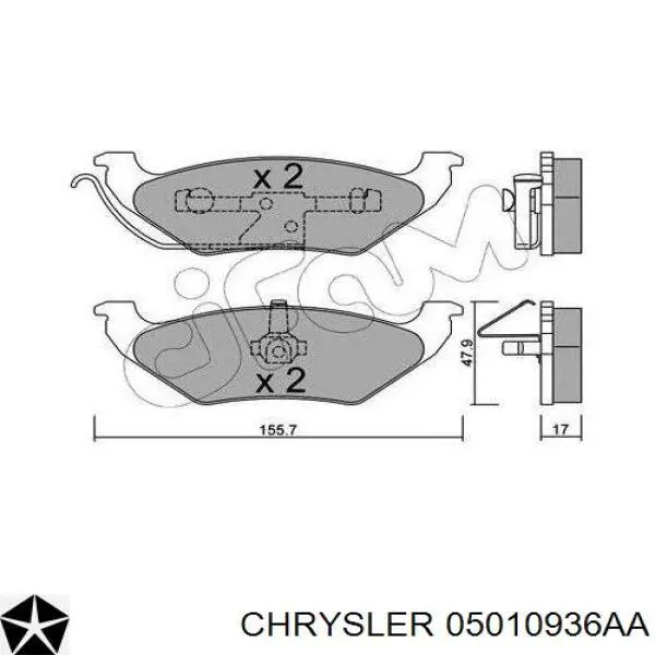 Колодки гальмові задні, дискові 05010936AA Chrysler