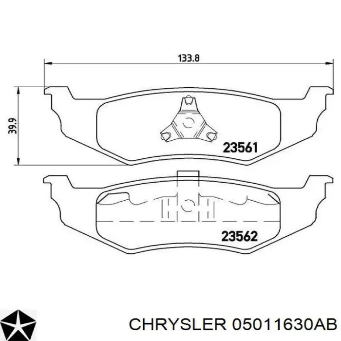 Колодки гальмові задні, дискові 05011630AB Chrysler