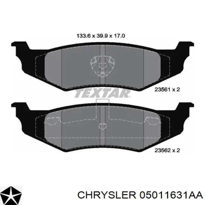 Купити 05011631AA Chrysler Задні колодки