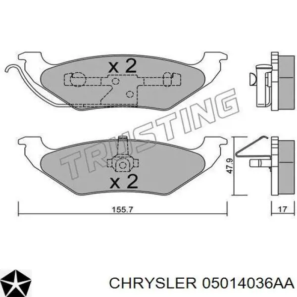 Задні гальмівні колодки Chrysler 05014036AA ціна, від 23.33 USD