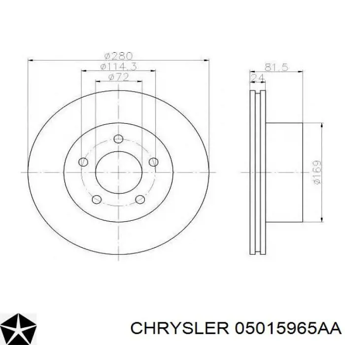 Купити 05015965AA Chrysler Ротор гальмівний