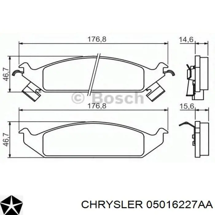 05016227AA Chrysler Передні гальмівні колодки