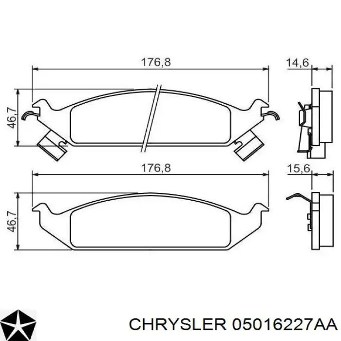 Купити 05016227AA Chrysler Колодки гальмівні передні, дискові