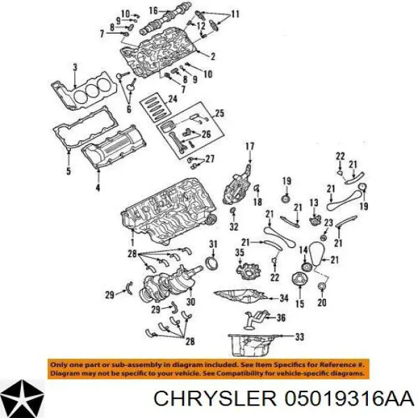 Купити 05019316AA Chrysler Поршень в зборі з шатуном