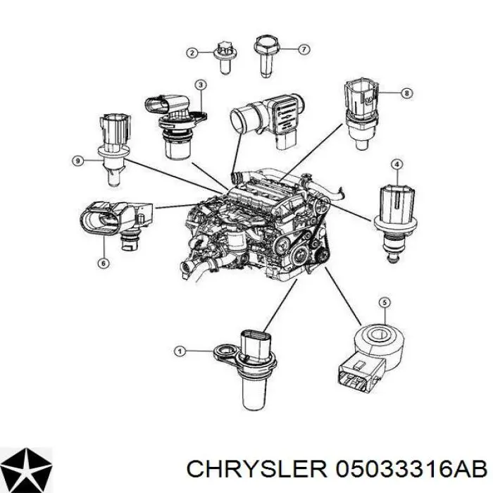 Датчик детонації Chrysler 05033316AB ціна, від 2.53 USD