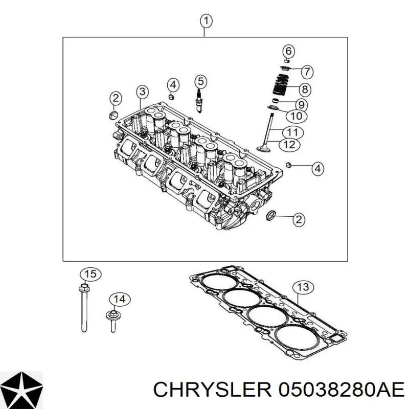 05038280AE Chrysler прокладка головки блока циліндрів (гбц, права)