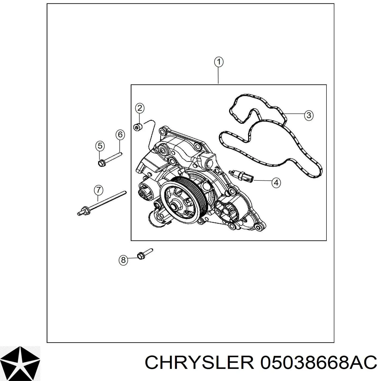 05038677AC Chrysler помпа водяна, (насос охолодження)