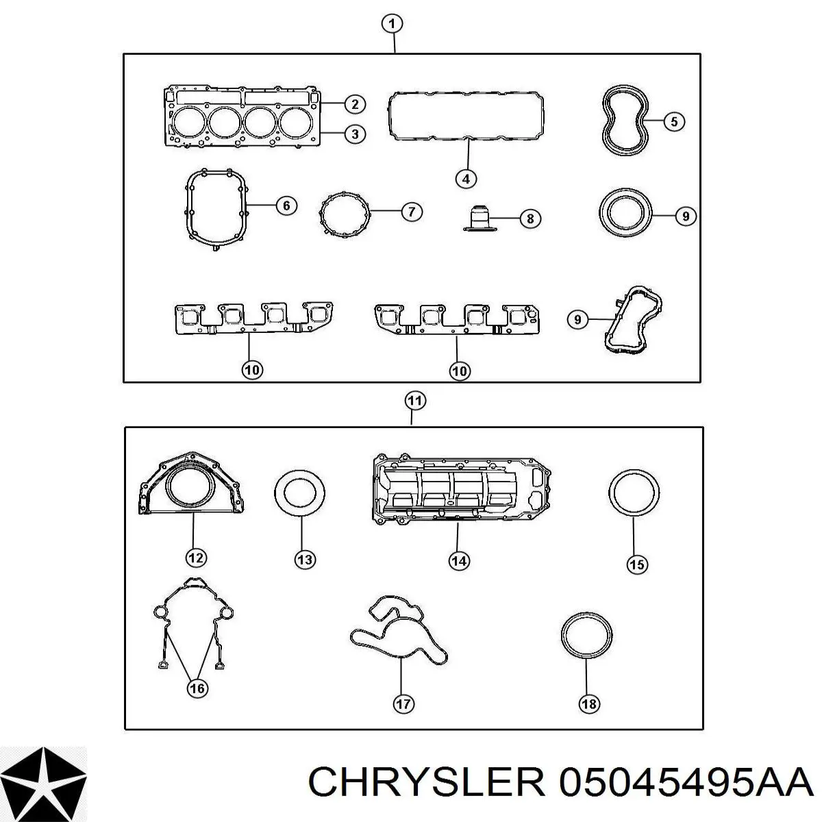 Прокладка випускного колектора, ліва Chrysler 300 100 (Крайслер 300)
