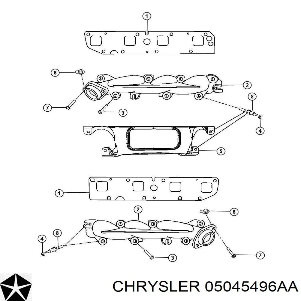 Купити 05045496AA Chrysler Прокладка випускного колектора, права
