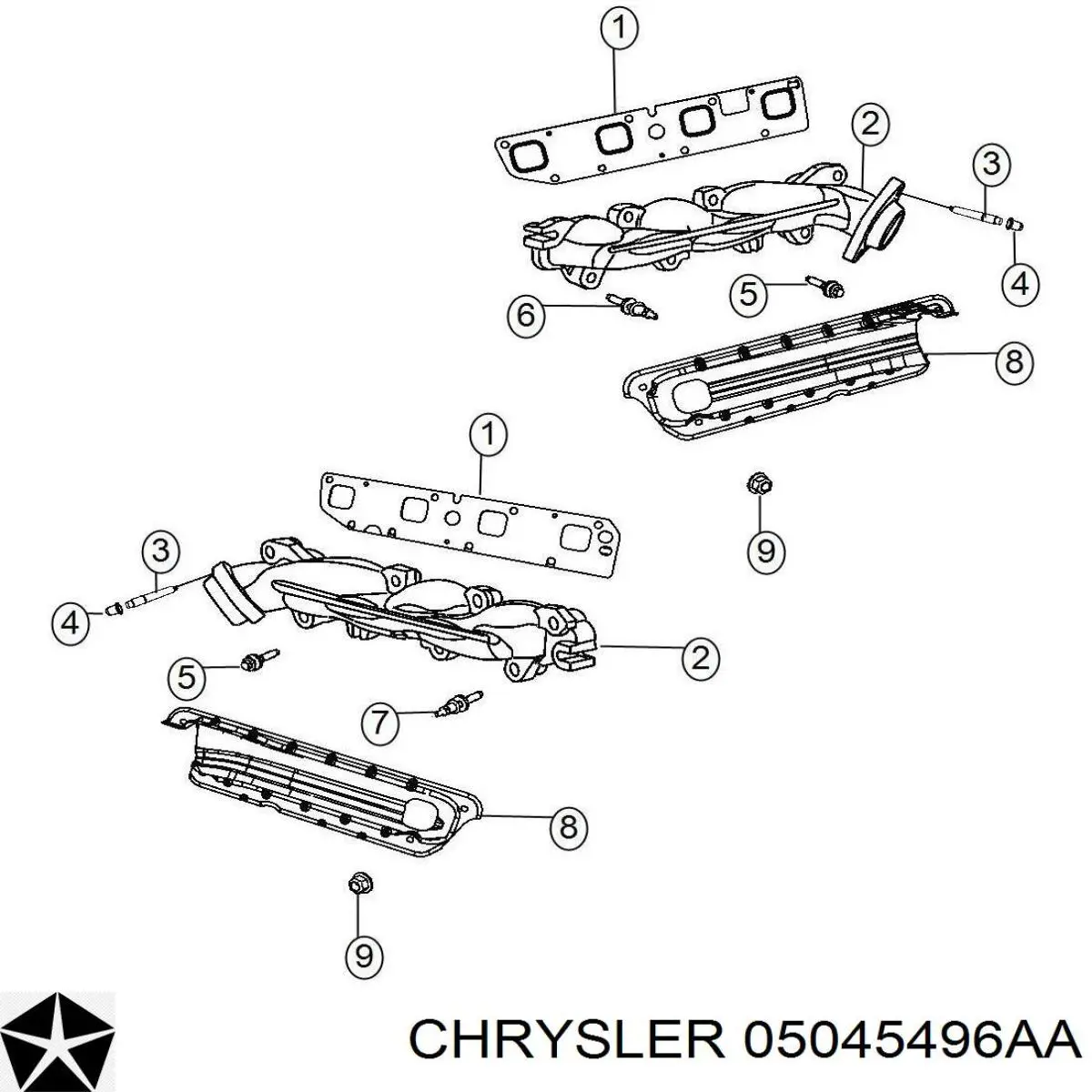Прокладка випускного колектора, права Chrysler 300 S (Крайслер 300)