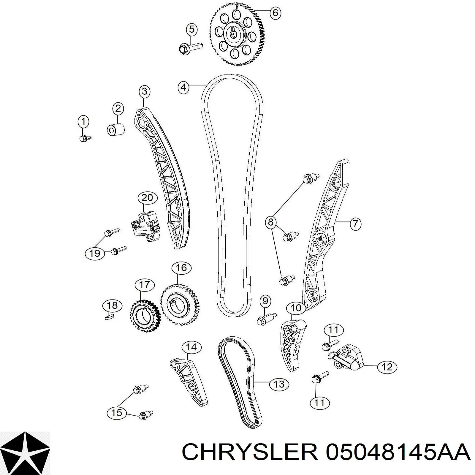 Купити 05047660AA Chrysler Натягувач ланцюга насосу масляного