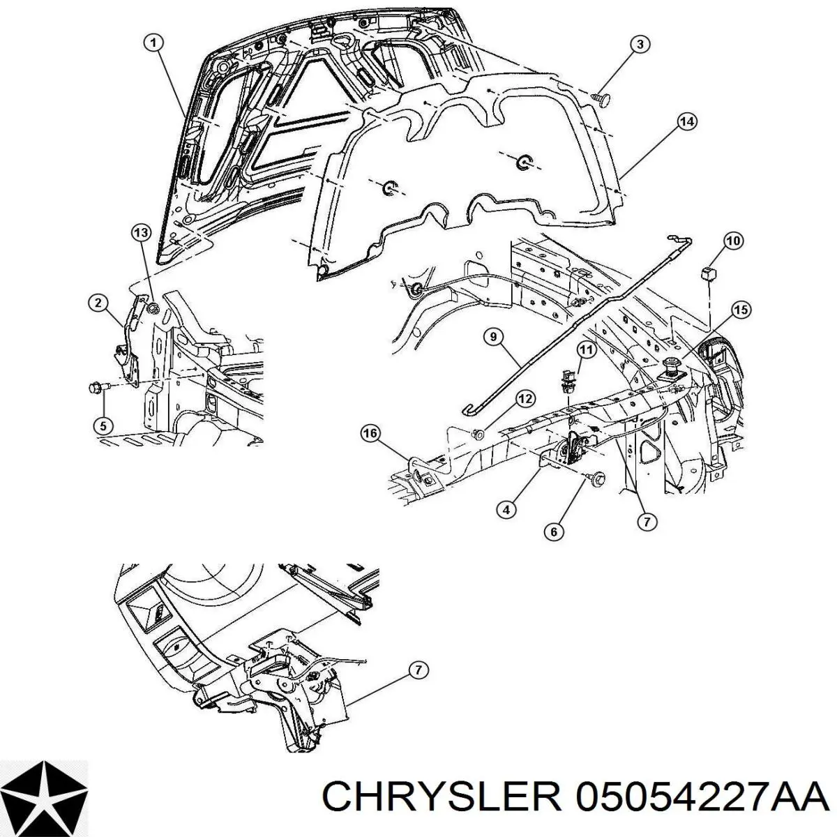 Буфер / відбійник капота Chrysler 5054024AA ціна, від 2.57 USD
