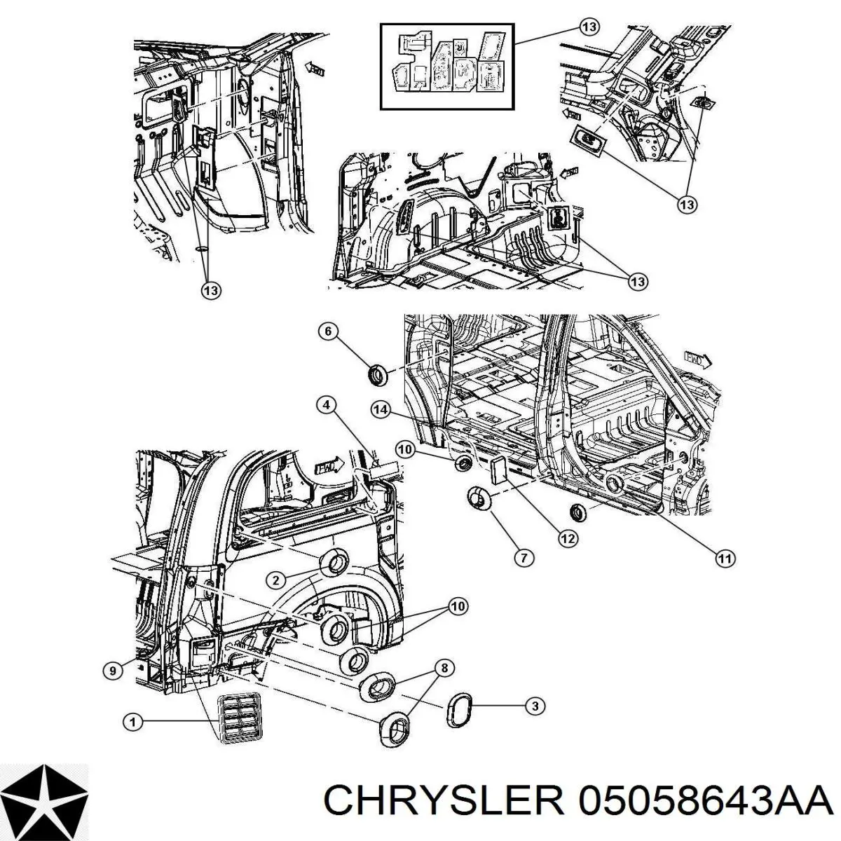 Купити 05058643AA Chrysler Решітка вентиляційна задня