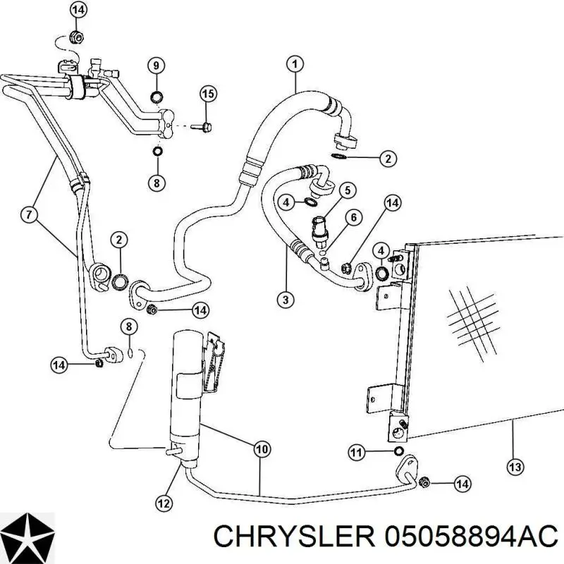 Шланг кондиціонера, від випарника до компресора Chrysler 5058894AC ціна, від 21.68 USD
