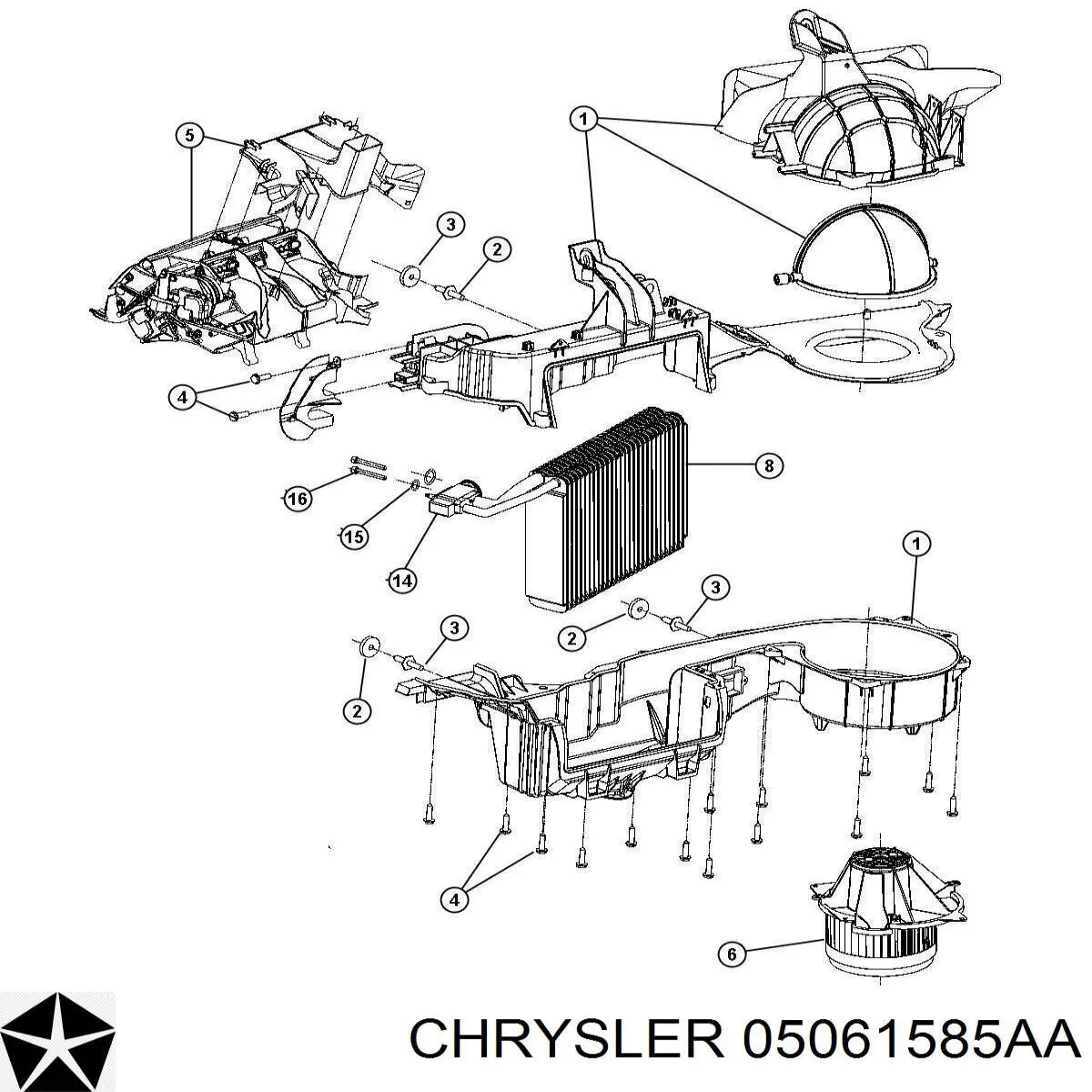 Радіатор кондиціонера салонний, випарник Chrysler 300 100 (Крайслер 300)