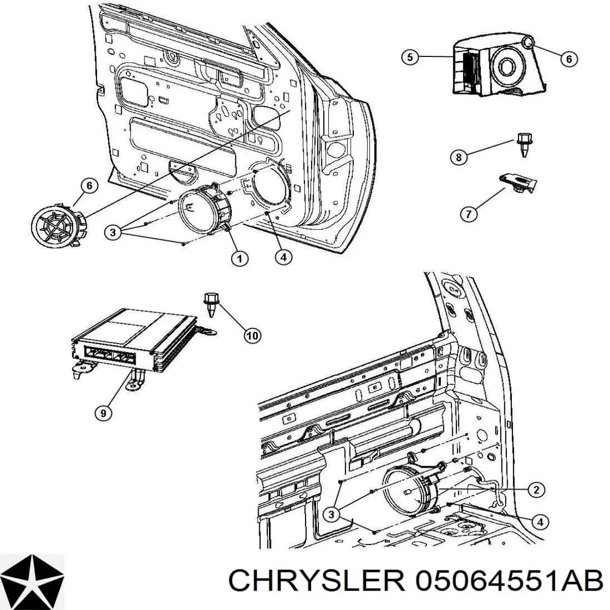 Динамік задньої двері Chrysler 05064551AB ціна, від 12.65 USD