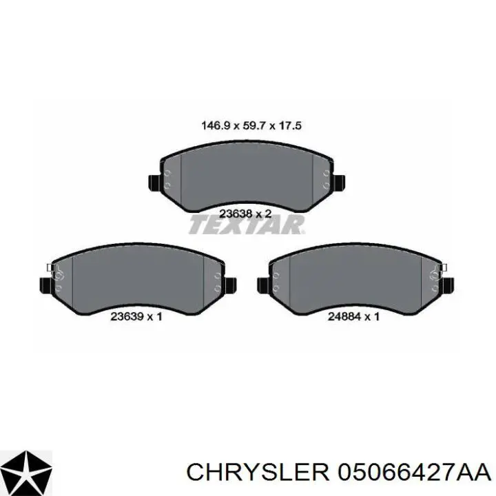 Передні тормозні колодки 05066427AA Chrysler