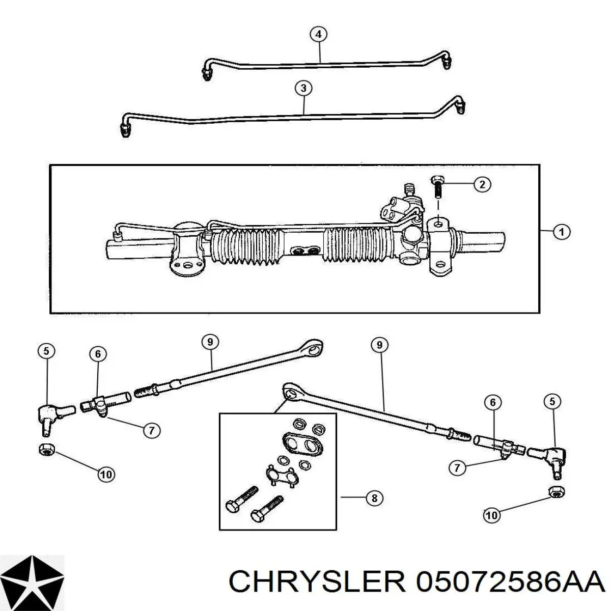 Купити 05072586AA Chrysler Подушка рульової тяги