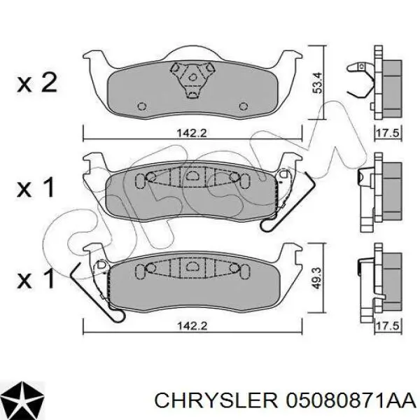 Задні гальмівні колодки Chrysler 05080871AA ціна, від 29.42 USD