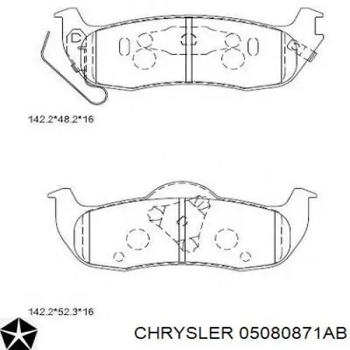 Колодки гальмові задні, дискові 05080871AB Chrysler