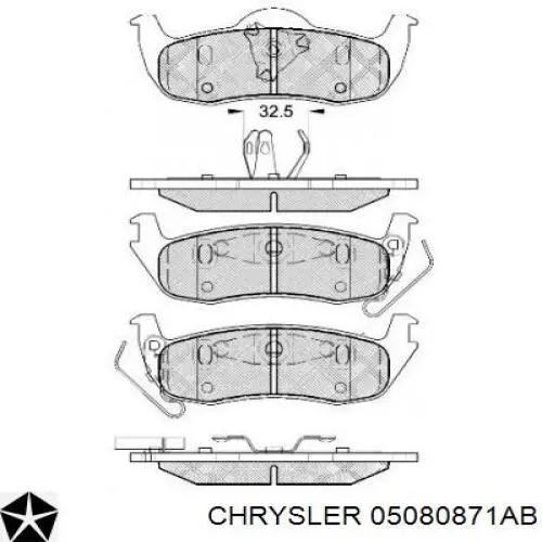 Задні гальмівні колодки Chrysler 05080871AB ціна, від 30.97 USD