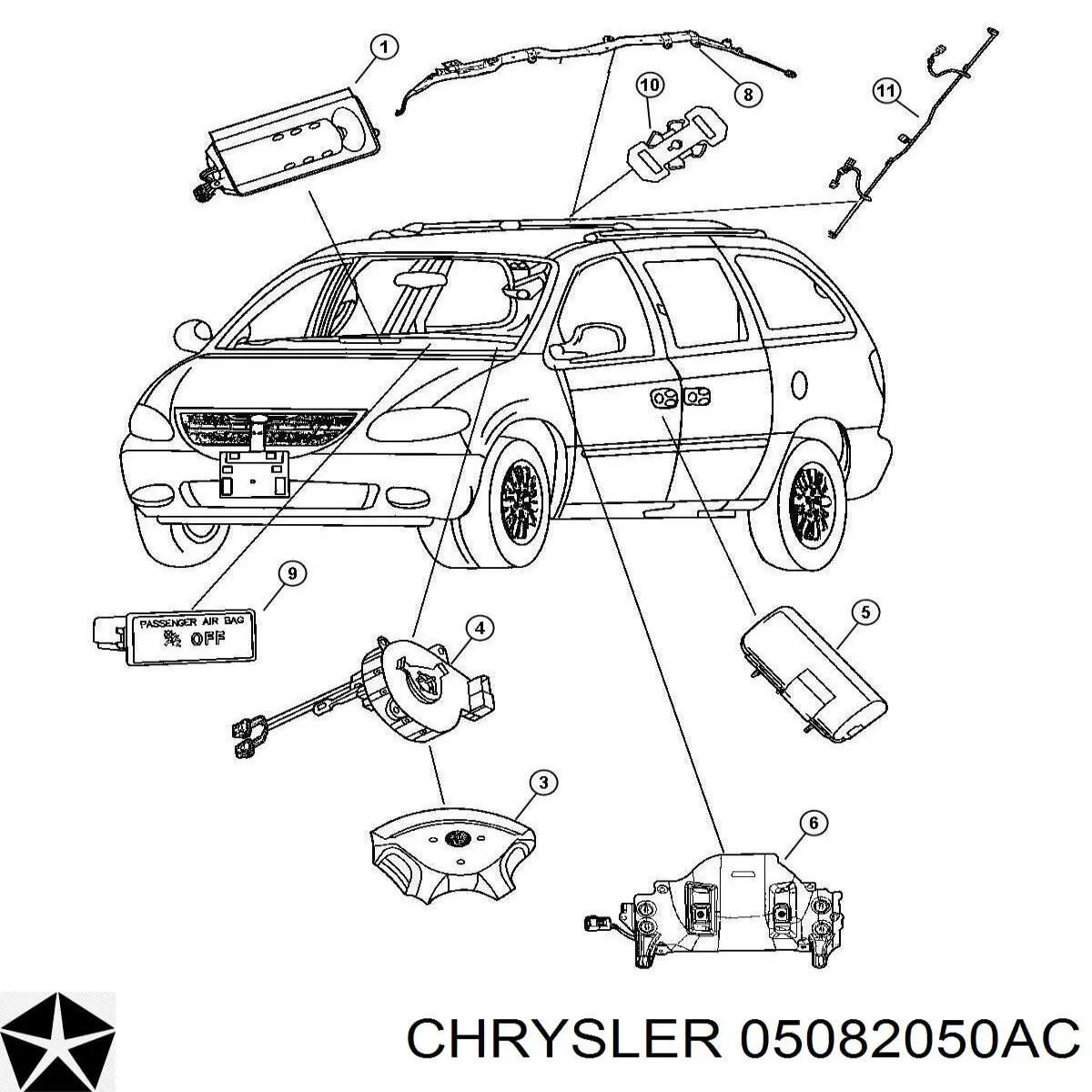 05082050AC Chrysler Шлейф Airbag